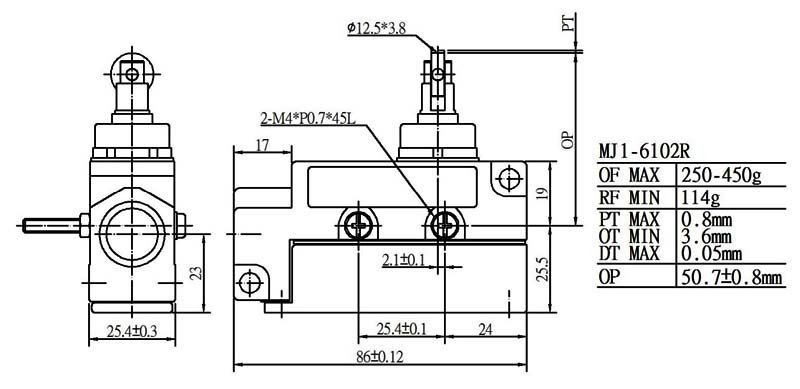 MJ1-6102R Top Push Cross Roller Plunger Crossroller Switch, Moujen Free ...